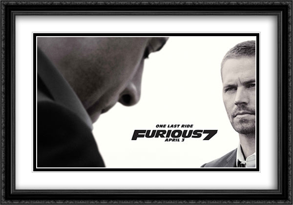 Fast and Furious 7 40x28 Black Ornate Wood Framed Movie Poster with Double Matting