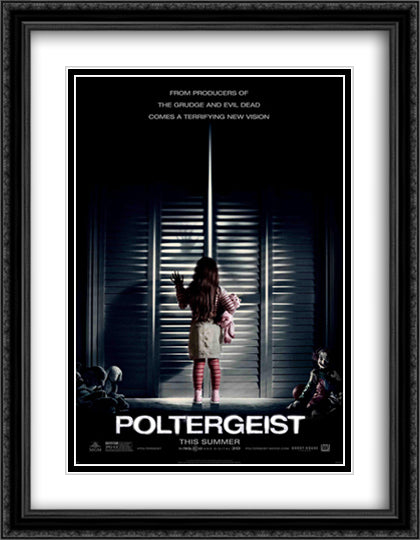 Poltergeist 28x36 Black Ornate Wood Framed Movie Poster with Double Matting