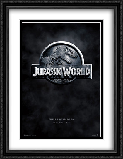 Jurassic World 28x36 Black Ornate Wood Framed Movie Poster with Double Matting