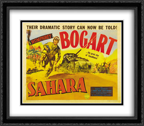 Sahara 28x28 Black Ornate Wood Framed Movie Poster with Double Matting