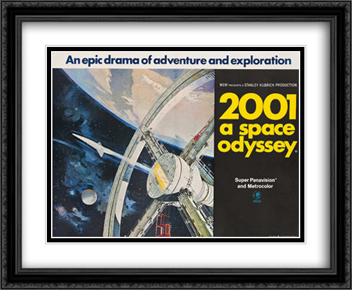 2001 A Space Odyssey 34x28 Black Ornate Wood Framed Movie Poster with Double Matting