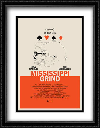 Mississippi Grind 28x36 Black Ornate Wood Framed Movie Poster with Double Matting