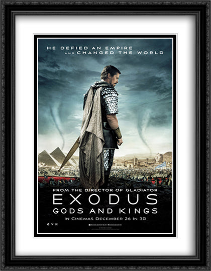 Exodus Gods and Kings 28x36 Black Ornate Wood Framed Movie Poster with Double Matting