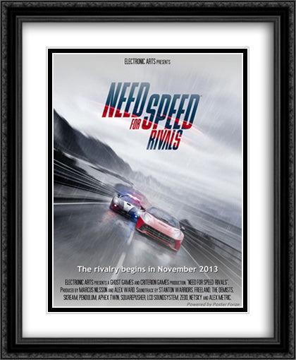 Need for Speed Rivals 28x34 Black Ornate Wood Framed Movie Poster with Double Matting