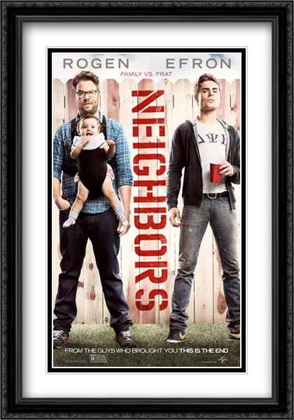 Neighbors 28x40 Black Ornate Wood Framed Movie Poster with Double Matting