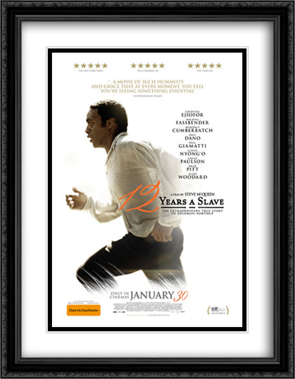 12 Years a Slave 28x36 Black Ornate Wood Framed Movie Poster with Double Matting