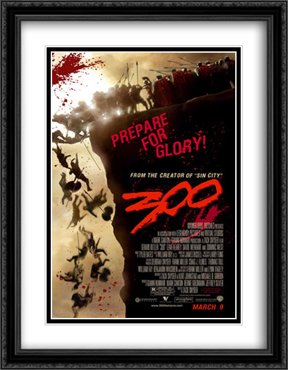 300 28x36 Black Ornate Wood Framed Movie Poster with Double Matting
