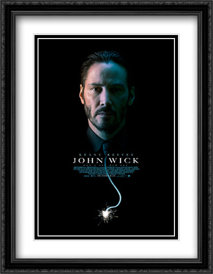 John Wick 28x36 Black Ornate Wood Framed Movie Poster with Double Matting