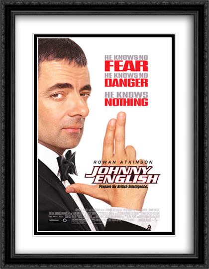 Johnny English 28x36 Black Ornate Wood Framed Movie Poster with Double Matting