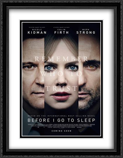 Before I Go to Sleep 28x36 Black Ornate Wood Framed Movie Poster with Double Matting