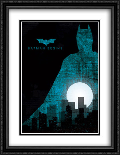 Batman Begins 28x36 Black Ornate Wood Framed Movie Poster with Double Matting