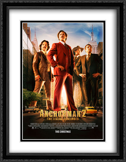 Anchorman 2 28x36 Black Ornate Wood Framed Movie Poster with Double Matting