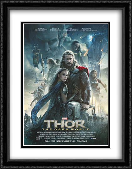 Thor The Dark World 28x36 Black Ornate Wood Framed Movie Poster with Double Matting