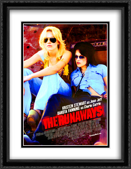 The Runaways 28x36 Black Ornate Wood Framed Movie Poster with Double Matting