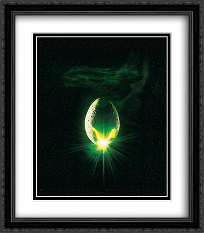 Alien 28x32 Black Ornate Wood Framed Movie Poster with Double Matting