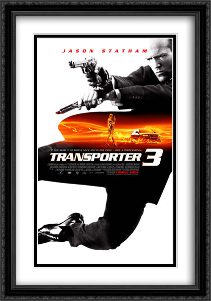 Transporter 3 28x40 Black Ornate Wood Framed Movie Poster with Double Matting