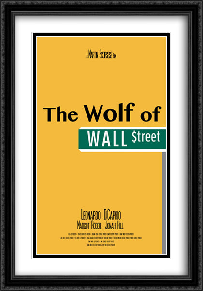The Wolf of Wall Street 28x40 Black Ornate Wood Framed Movie Poster with Double Matting