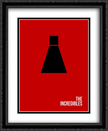 The Incredibles 28x34 Black Ornate Wood Framed Movie Poster with Double Matting