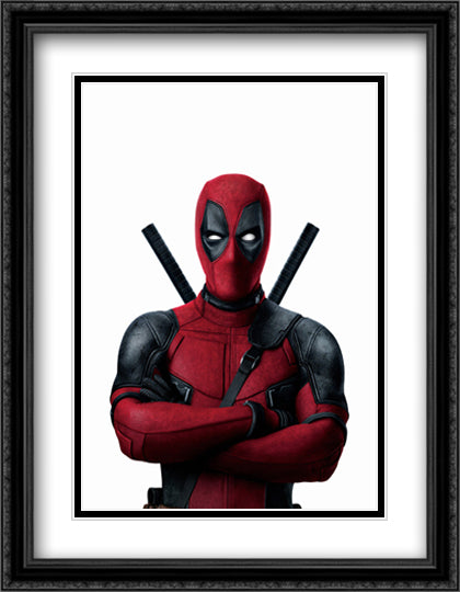 Deadpool 28x36 Black Ornate Wood Framed Movie Poster with Double Matting
