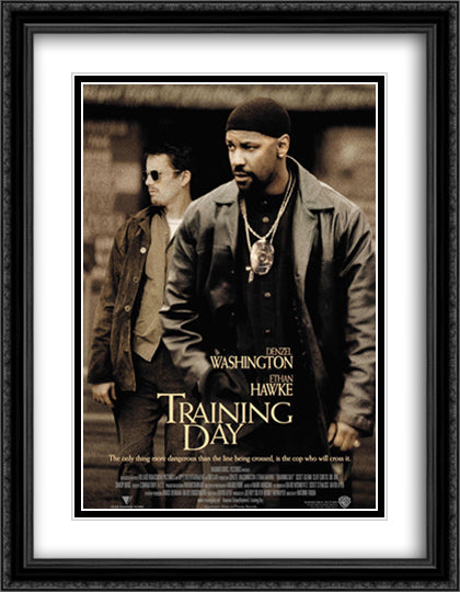 Training Day 28x36 Black Ornate Wood Framed Movie Poster with Double Matting