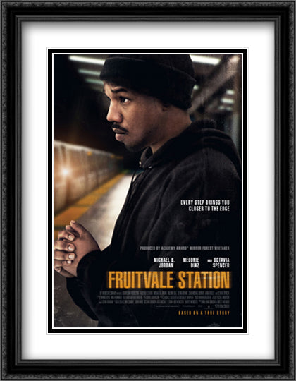 Fruitvale Station 28x36 Black Ornate Wood Framed Movie Poster with Double Matting