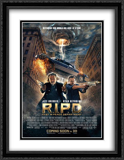 R.I.P.D. 28x36 Black Ornate Wood Framed Movie Poster with Double Matting