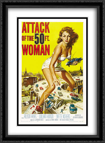 Attack of the 50 ft. Woman 28x38 Black Ornate Wood Framed Movie Poster with Double Matting