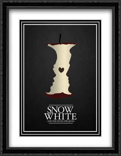Snow White 28x36 Black Ornate Wood Framed Movie Poster with Double Matting