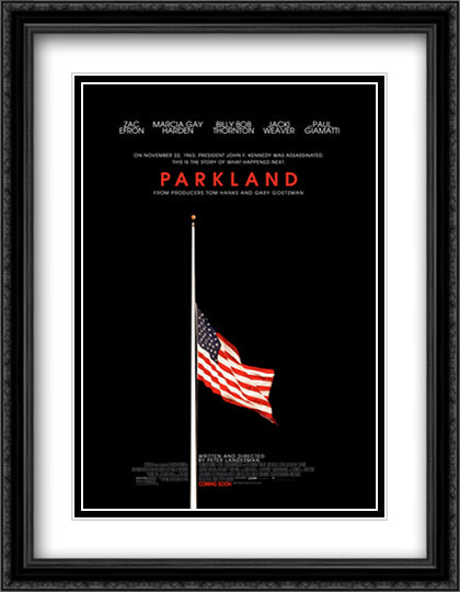Parkland 28x36 Black Ornate Wood Framed Movie Poster with Double Matting