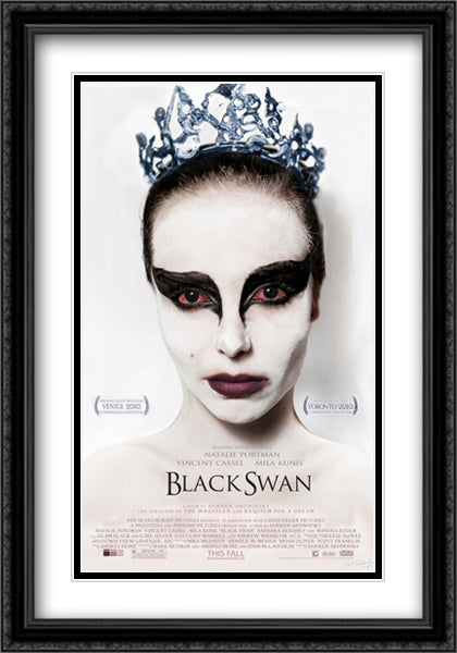 Black Swan 28x40 Black Ornate Wood Framed Movie Poster with Double Matting