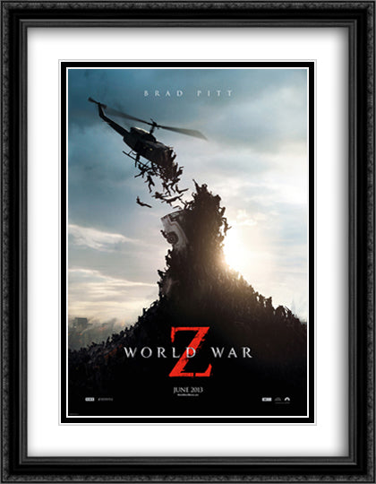 World War Z 28x36 Black Ornate Wood Framed Movie Poster with Double Matting