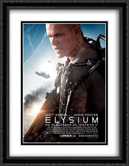 Elysium 28x36 Black Ornate Wood Framed Movie Poster with Double Matting