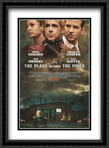 The Place Beyond the Pines 28x38 Black Ornate Wood Framed Movie Poster with Double Matting