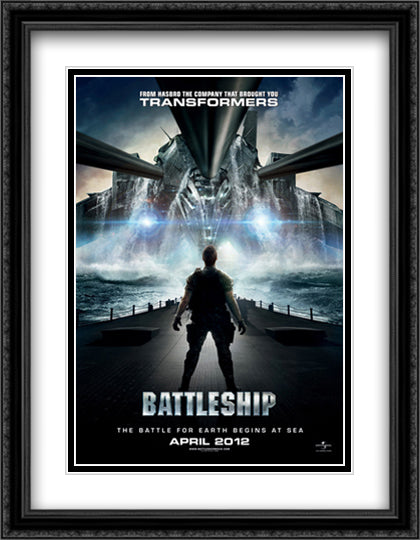 Battleship 28x36 Black Ornate Wood Framed Movie Poster with Double Matting