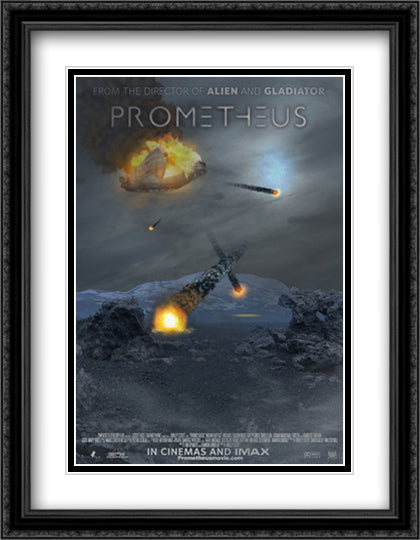Prometheus 28x36 Black Ornate Wood Framed Movie Poster with Double Matting