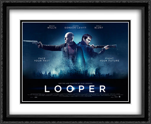 Looper 34x28 Black Ornate Wood Framed Movie Poster with Double Matting