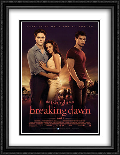The Twilight Saga Breaking Dawn 28x36 Black Ornate Wood Framed Movie Poster with Double Matting