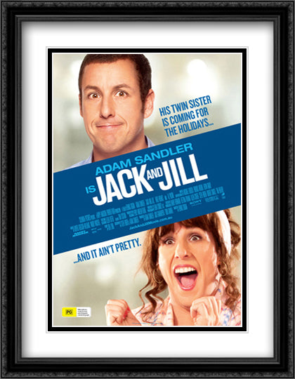 Jack and Jill 28x36 Black Ornate Wood Framed Movie Poster with Double Matting