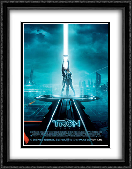 Tron Legacy 28x36 Black Ornate Wood Framed Movie Poster with Double Matting