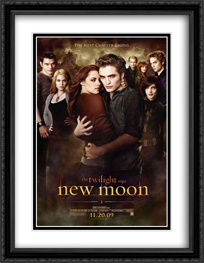 The Twilight Saga New Moon 28x36 Black Ornate Wood Framed Movie Poster with Double Matting