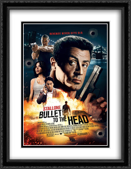 Bullet to the Head 28x36 Black Ornate Wood Framed Movie Poster with Double Matting
