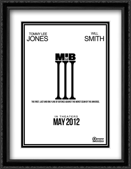Men in Black 3 28x36 Black Ornate Wood Framed Movie Poster with Double Matting