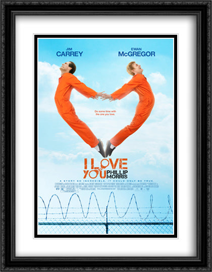I Love You Phillip Morris 28x36 Black Ornate Wood Framed Movie Poster with Double Matting