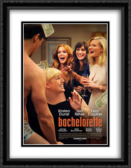 Bachelorette 28x36 Black Ornate Wood Framed Movie Poster with Double Matting