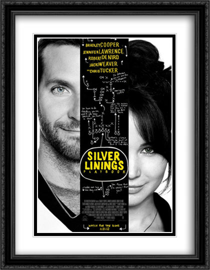 Silver Linings Playbook 28x36 Black Ornate Wood Framed Movie Poster with Double Matting