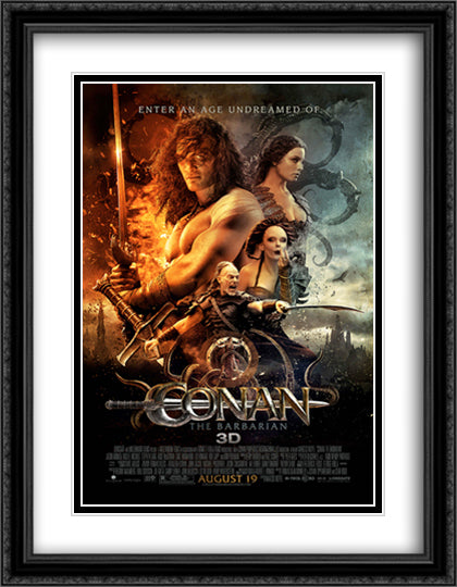 Conan the Barbarian 28x36 Black Ornate Wood Framed Movie Poster with Double Matting