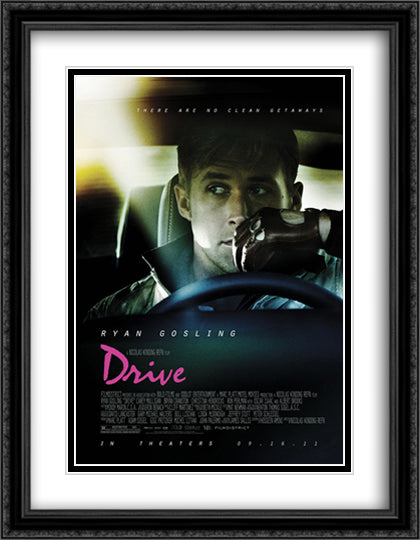 Drive 28x36 Black Ornate Wood Framed Movie Poster with Double Matting