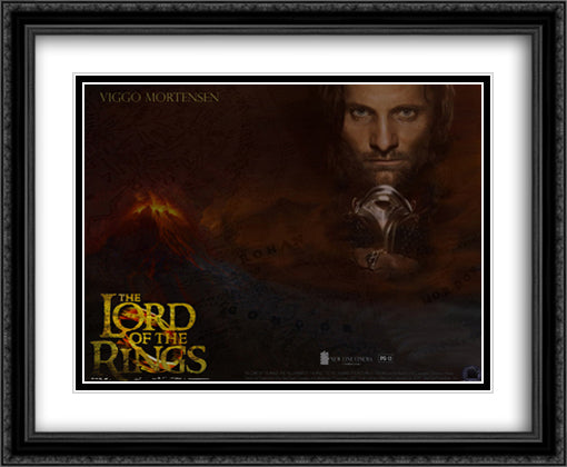 The Lord of the Rings 34x28 Black Ornate Wood Framed Movie Poster with Double Matting