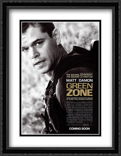 Green Zone 28x36 Black Ornate Wood Framed Movie Poster with Double Matting