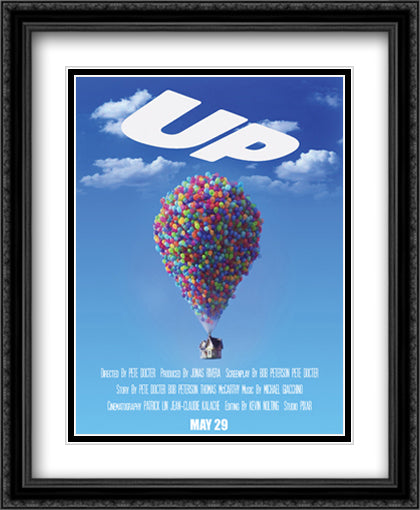 Up 28x34 Black Ornate Wood Framed Movie Poster with Double Matting